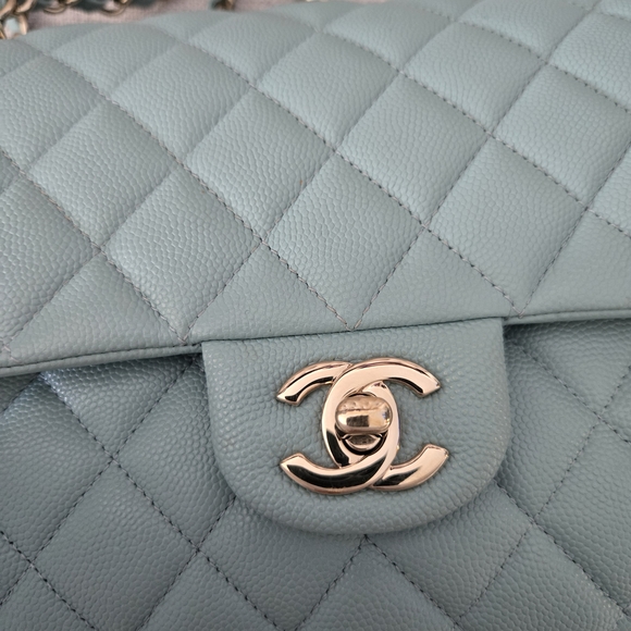 Authentic Chanel Medium Classic Flap Tiffany Blue Caviar - Picture 9 of 16